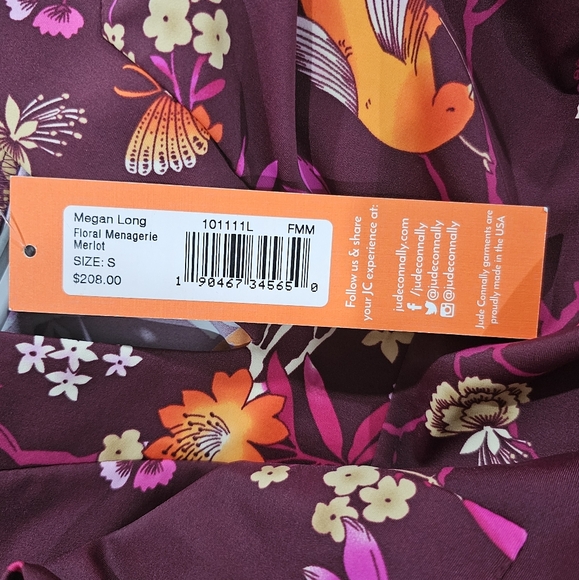 Jude Connally Megan Long Floral Menagerie Merlot Size Small - Picture 6 of 7